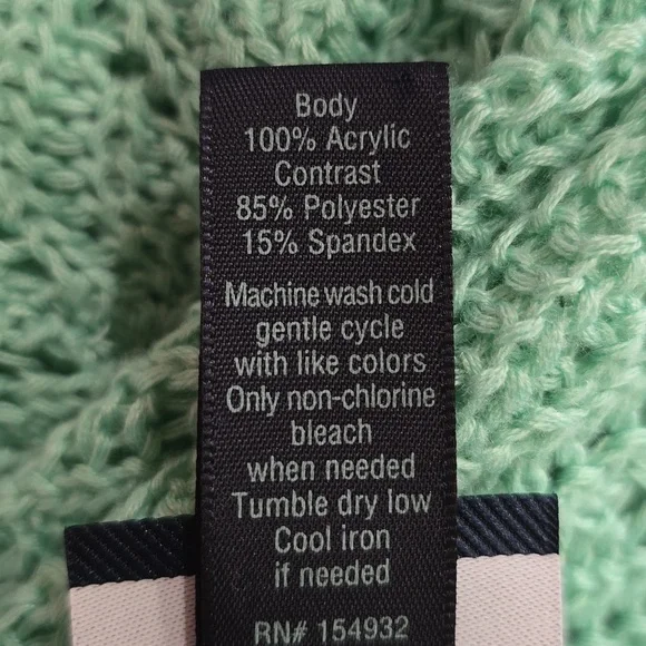 Daytrip Mint Lace V-Neck Crochet Sweater Oversized Medium - Picture 8 of 11